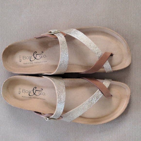 Bos. & Co. Parr Slip on Sandal in Brandy Nubuck and Gold Multi Lux Size 42/11 - Picture 2 of 7